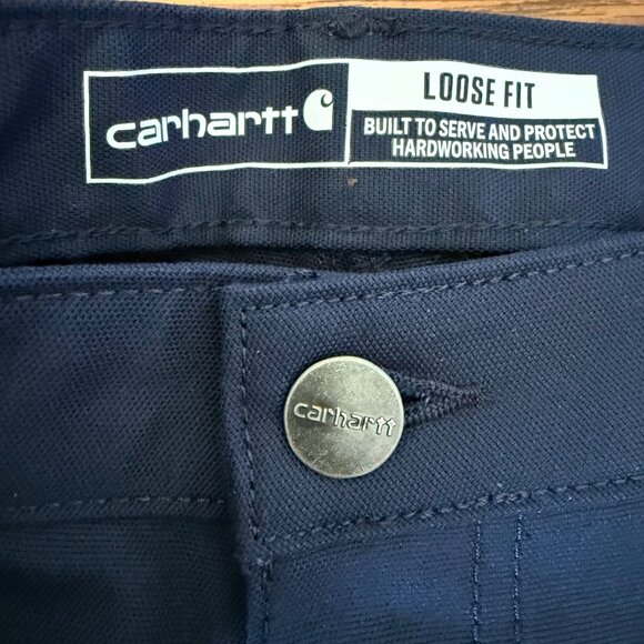 Carhartt Womens Rugged Flex Loose Navy Canvas Work Shorts Size 14 NWT 10" Inseam - Picture 5 of 12